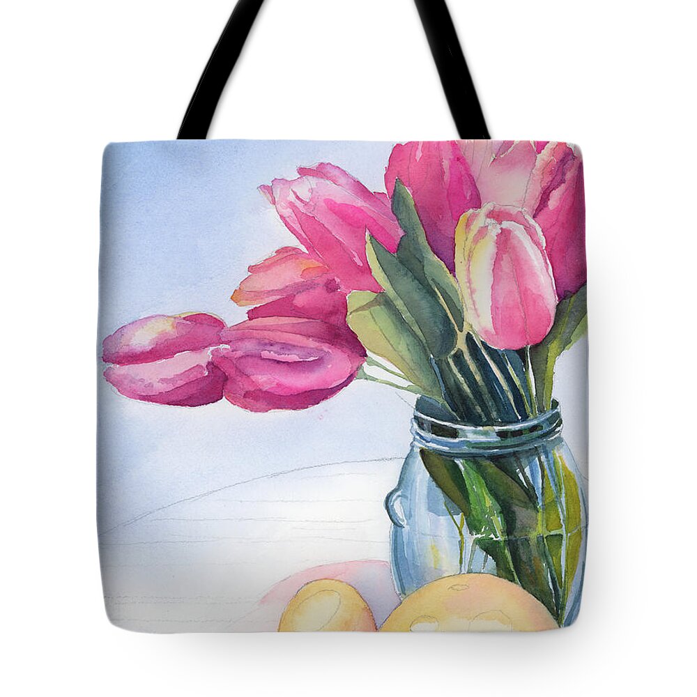 Citrus Tote Bag featuring the painting Citrus and Tulip by Lois Blasberg