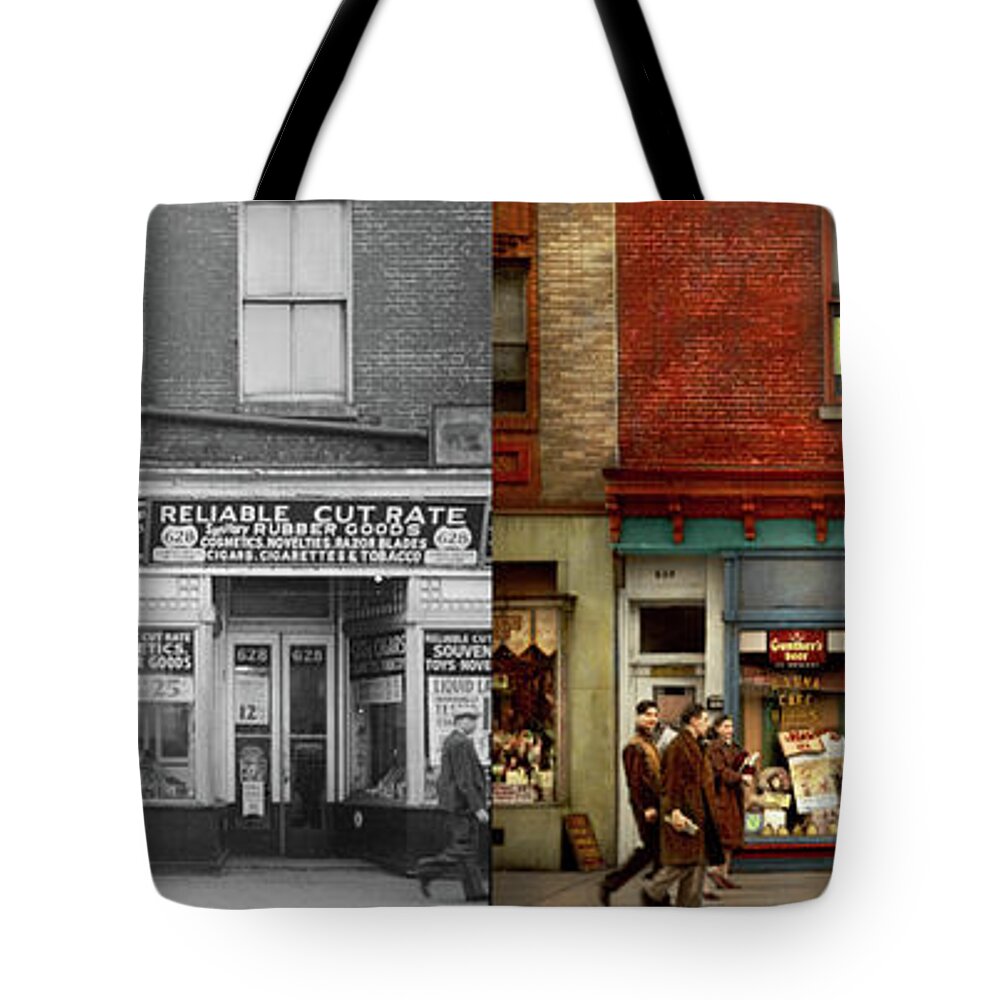 Baltimore Tote Bag featuring the photograph City - Baltimore, MD - Doctor for men 1939 - Side by Side by Mike Savad