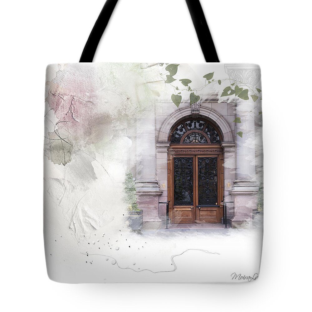 Door Tote Bag featuring the mixed media City Chambres by Moira Law