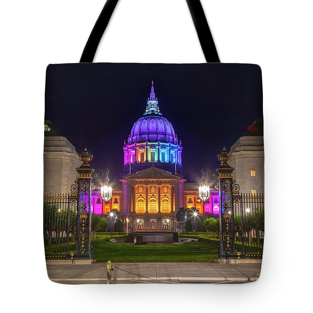 Government Building Tote Bag featuring the photograph City Hall Colors by Jonathan Nguyen