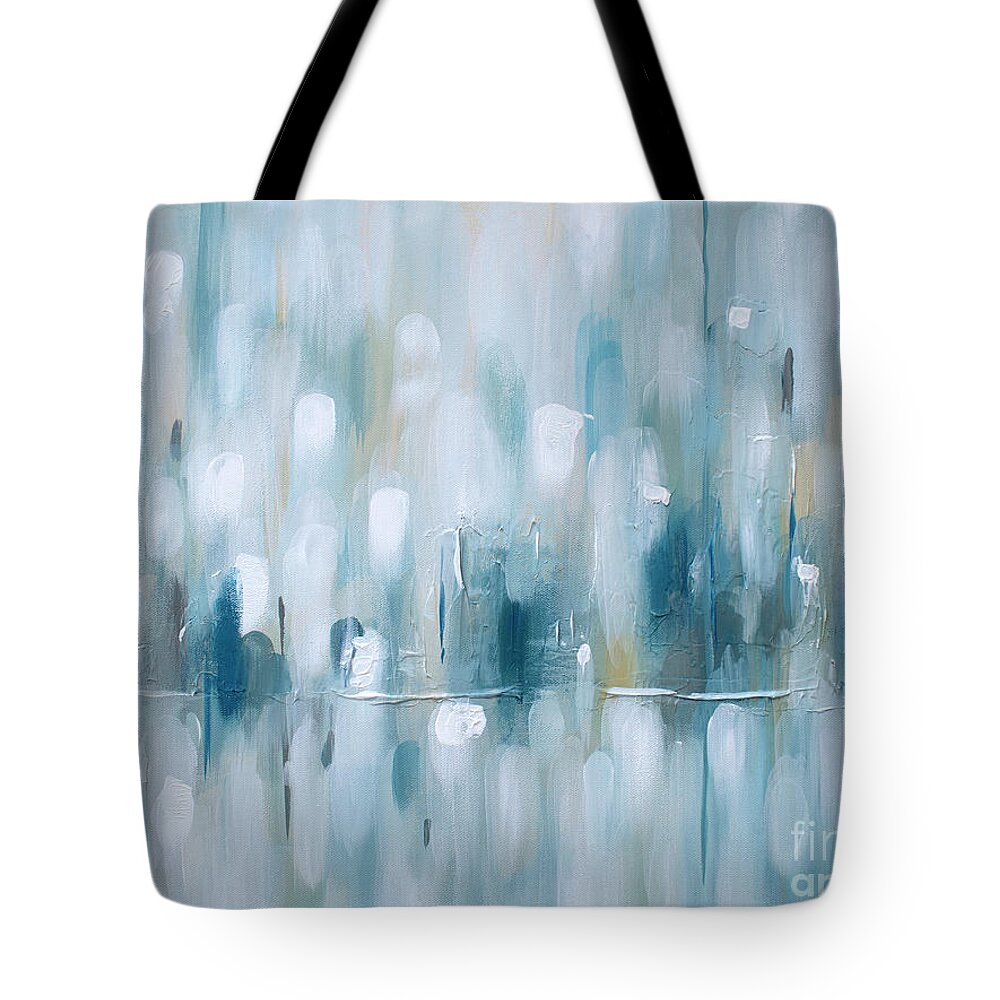 Abstract Tote Bag featuring the painting City Lights - abstract painting with blues by Annie Troe