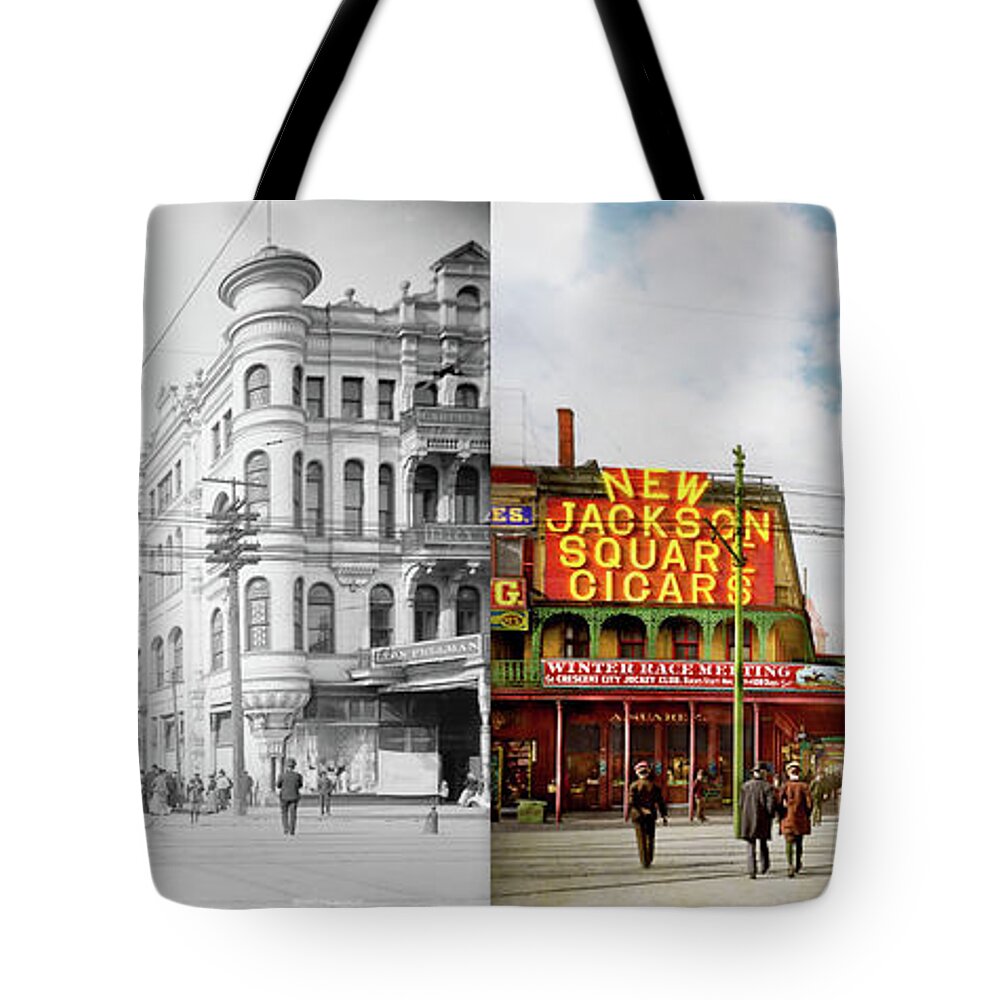 New Orleans Tote Bag featuring the photograph City - New Orleans, LA - The Pickwick Palace 1902 - Side by Side by Mike Savad