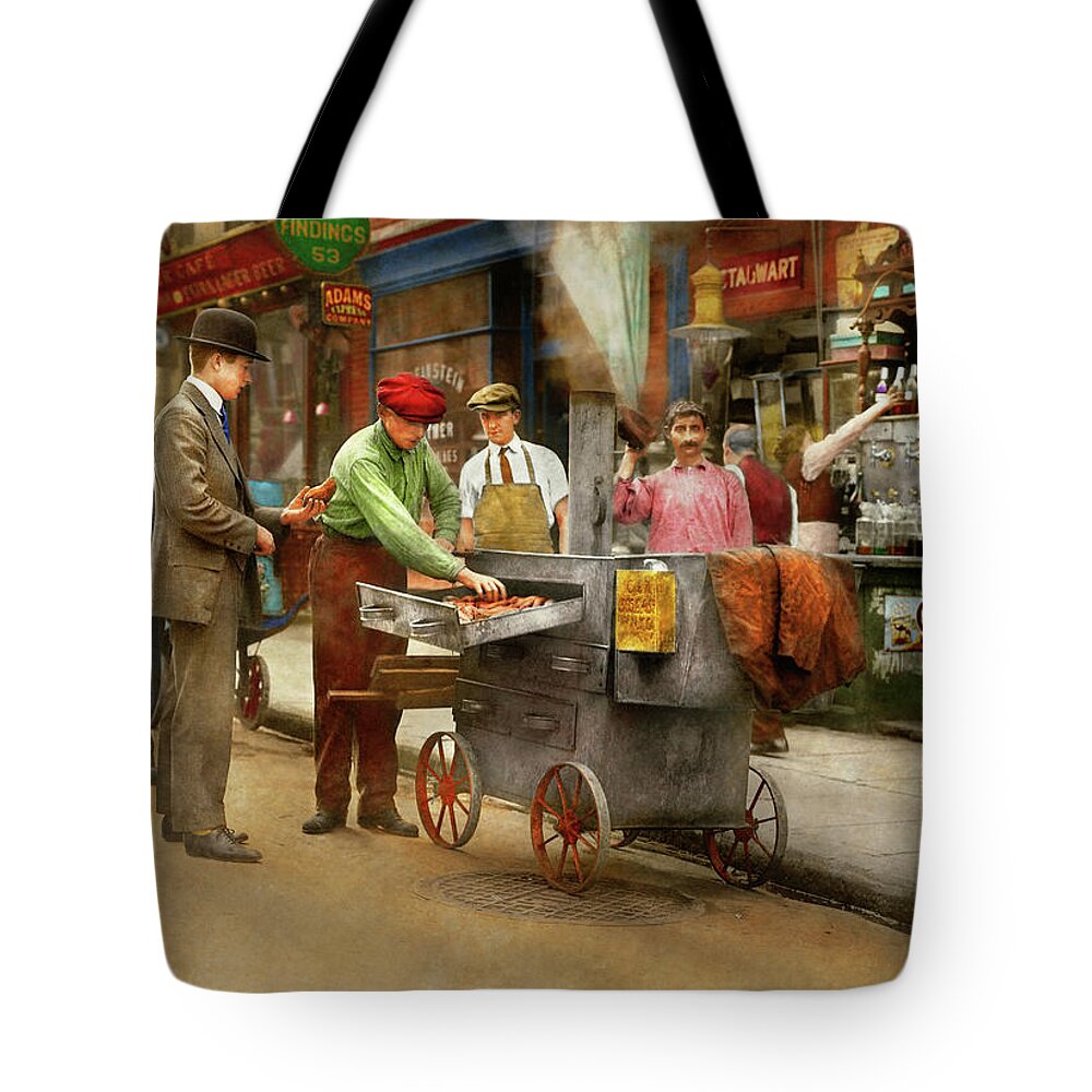 New York Tote Bag featuring the photograph City - NY - The Yam Man 1915 by Mike Savad