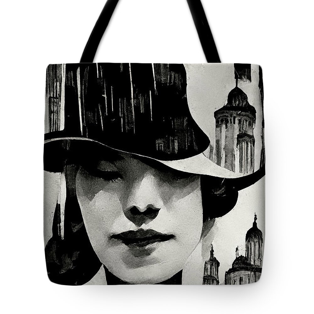 Woman Tote Bag featuring the mixed media City One by Bob Orsillo
