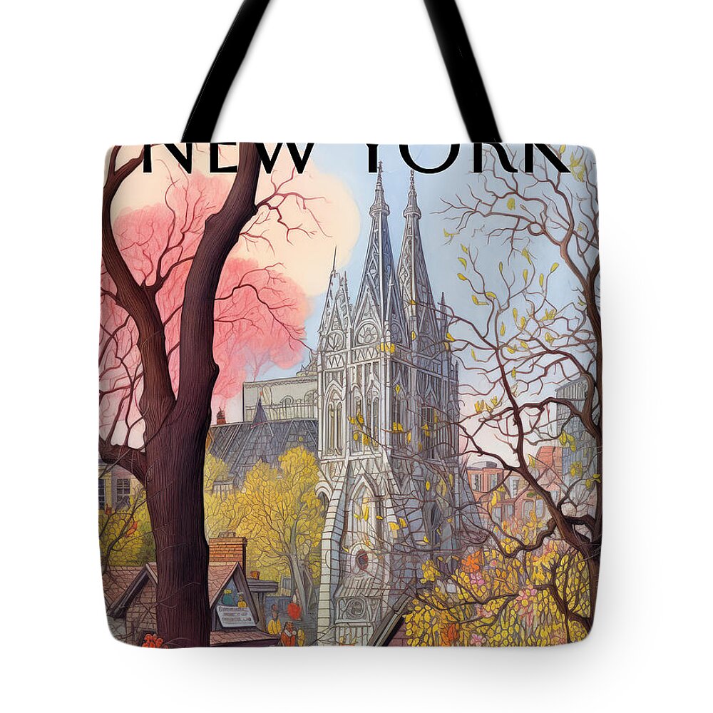 New Yorker Magazine Tote Bag featuring the painting City Sanctuary by Land of Dreams
