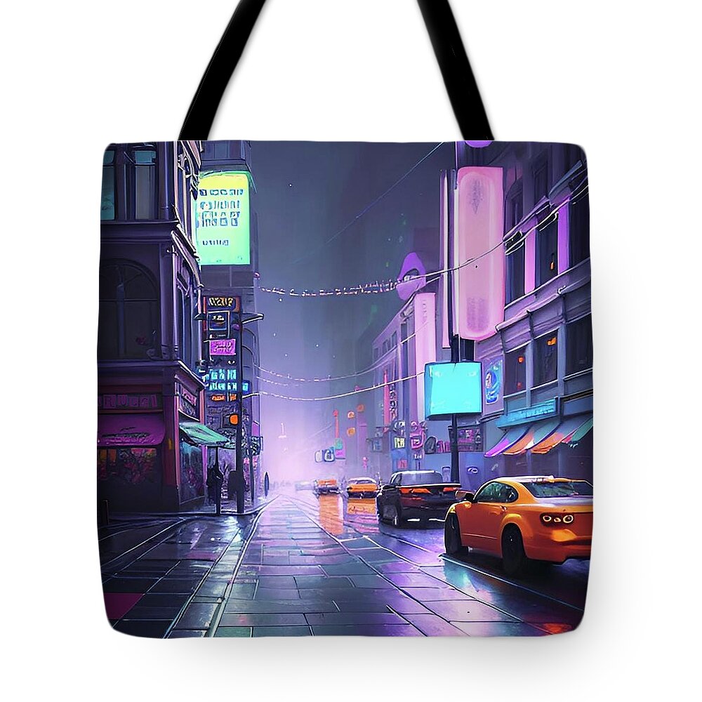 City Tote Bag featuring the digital art Cityscapes 47 by Fred Larucci