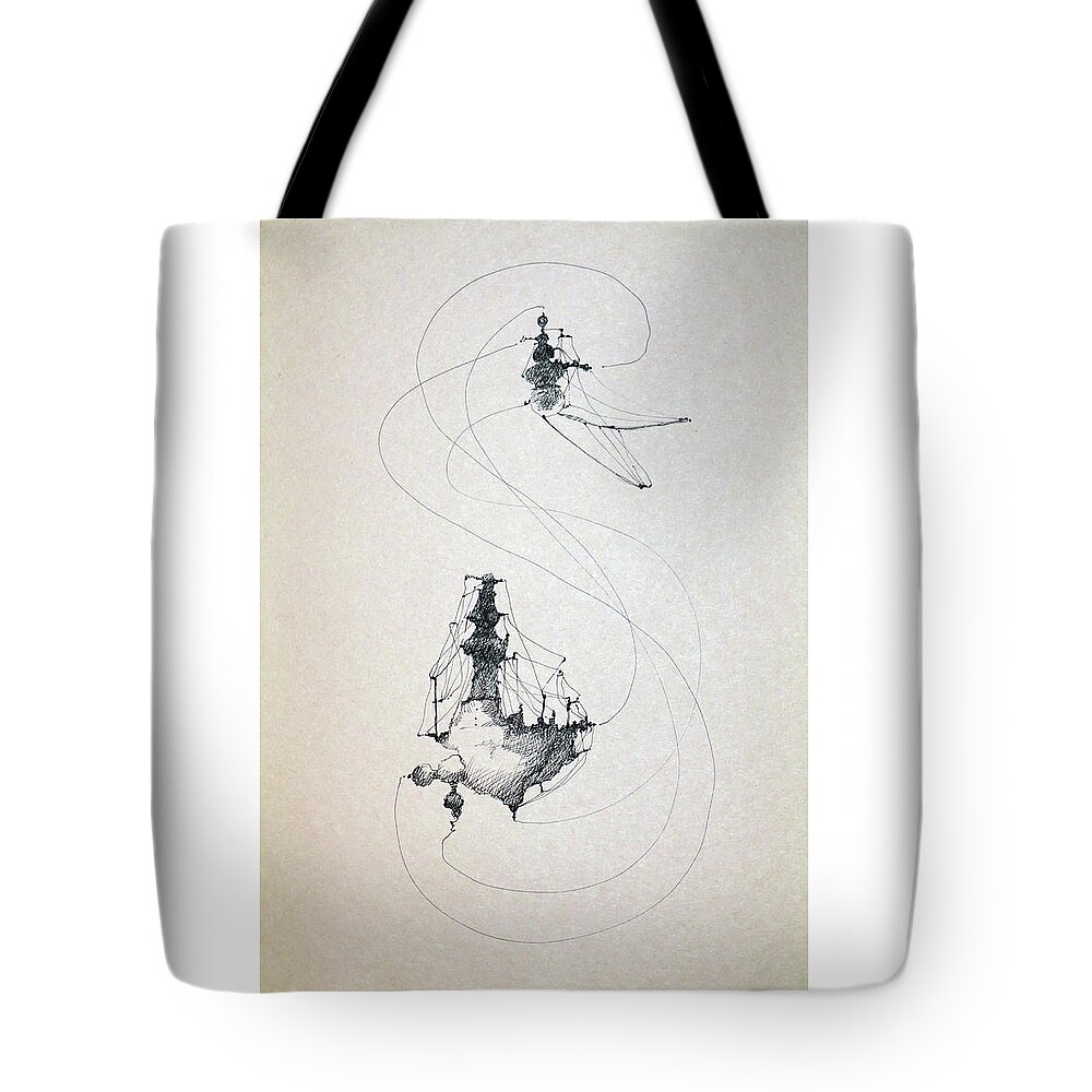 Tote Bag featuring the drawing Ciudad Maquina No.3 by Abisay Puentes