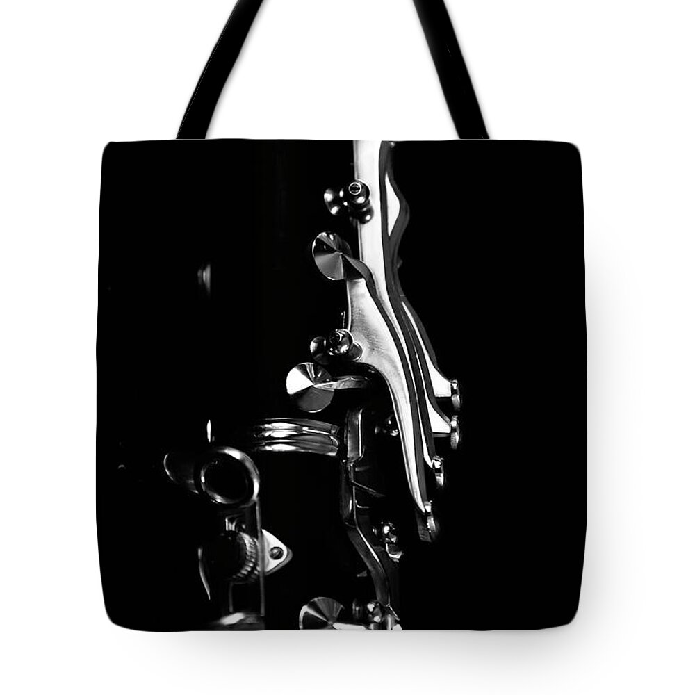 Clarinet Keys Tote Bag featuring the photograph Clarinet Keys by Neil R Finlay