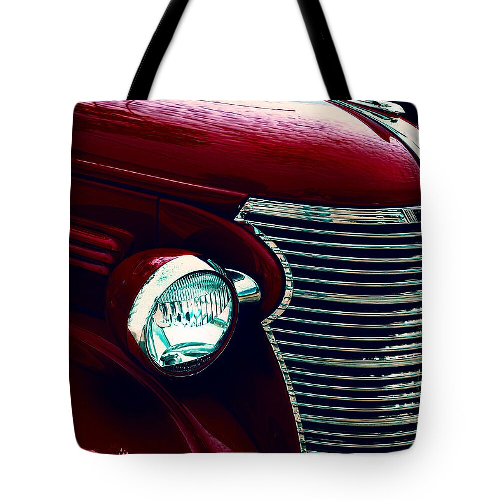 Red Tote Bag featuring the photograph Classic Red Truck by Carrie Hannigan