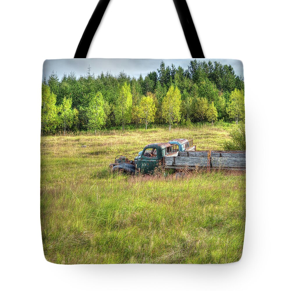 Ford Chevy Tote Bag featuring the photograph Classics in Retirement Iceland Style by Kristia Adams