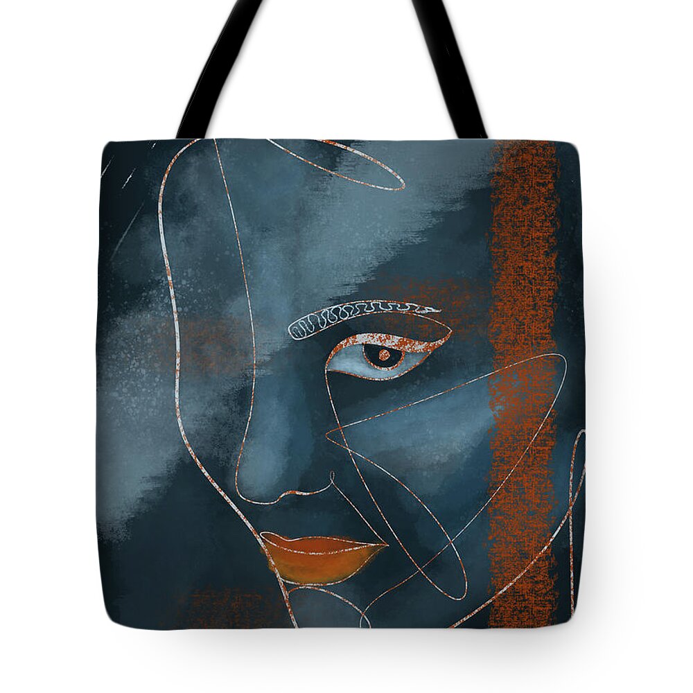 Claudia Tote Bag featuring the drawing Claudia Cardinale minimalist portrait c1 by Movie World Posters