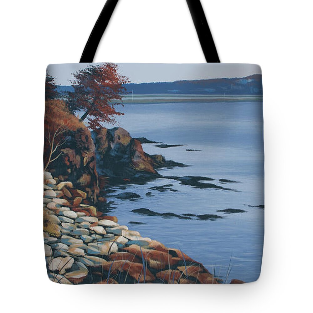 Landscape Tote Bag featuring the painting Cliff Walk Dawn by Timothy Stanford