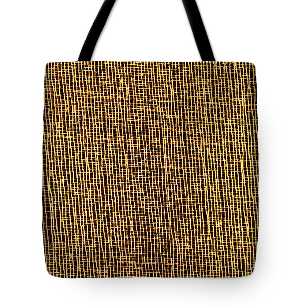 Texture Tote Bag featuring the photograph Closeup Of Golden Organza Macro Mesh Texture by Severija Kirilovaite