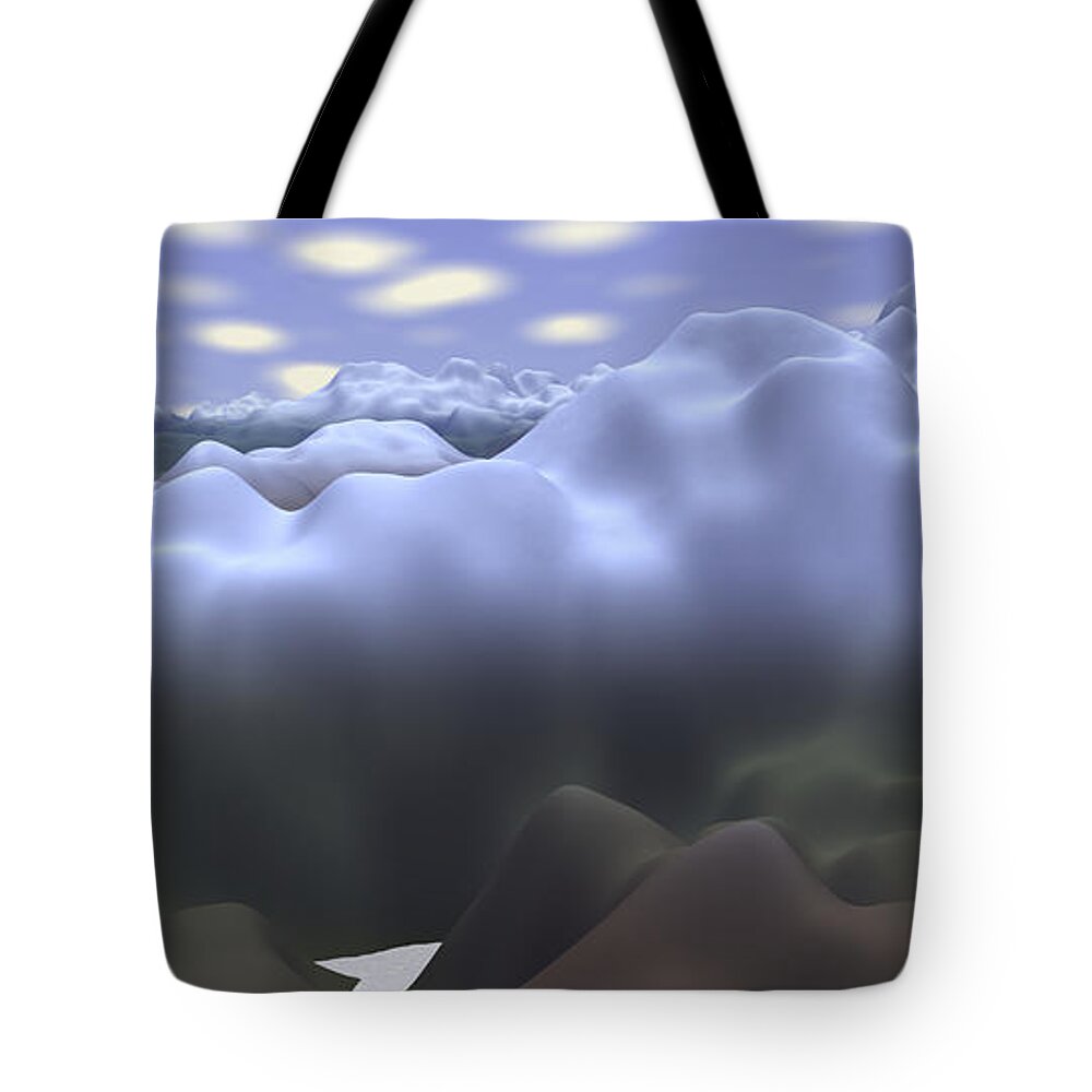 Exoplanet Tote Bag featuring the digital art Cloud Mountains 2 by Bernie Sirelson