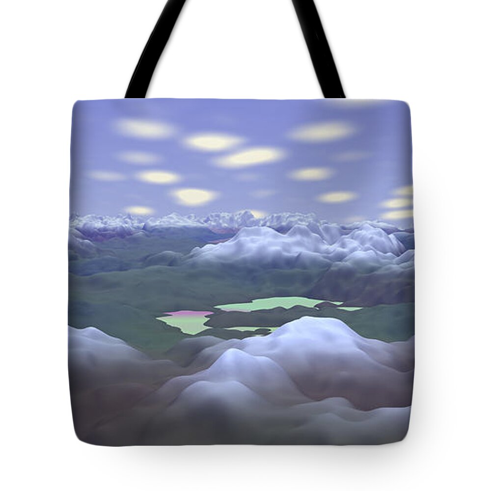 Exoplanet Tote Bag featuring the digital art Cloud Mountains 3 by Bernie Sirelson