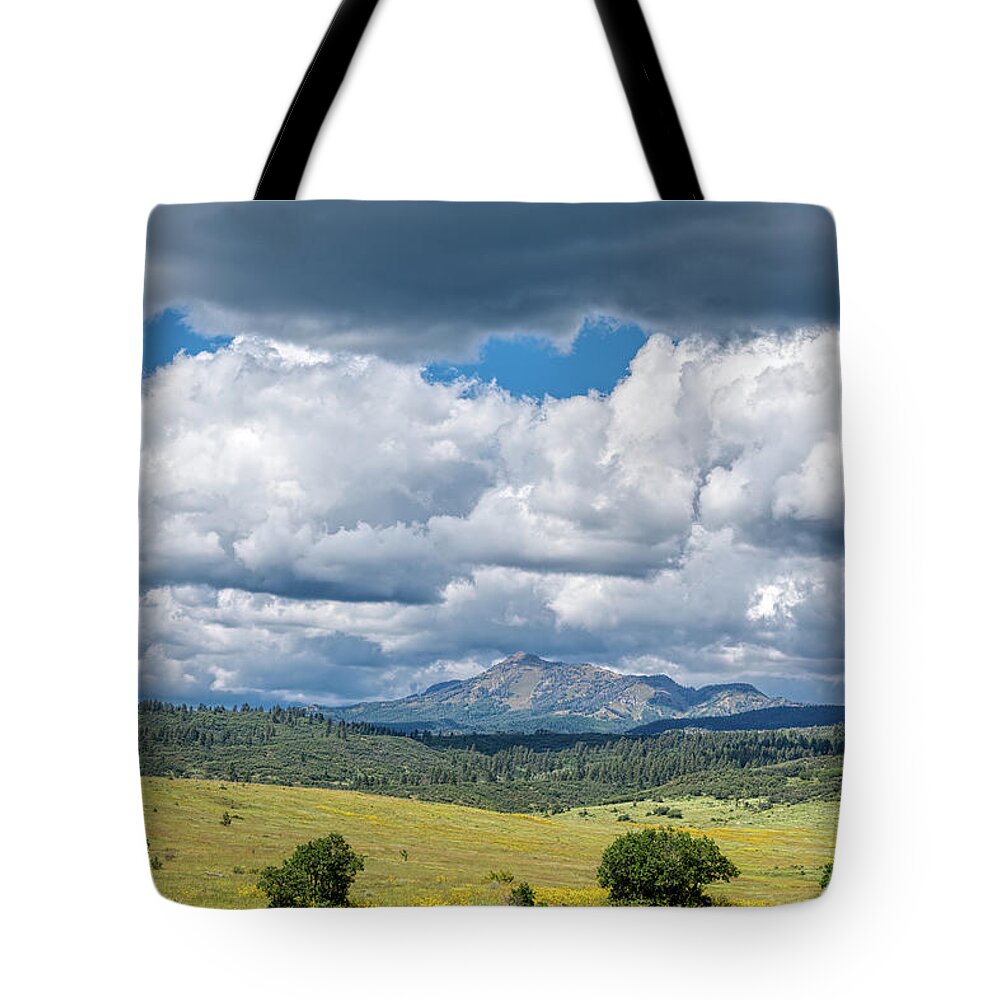 Chama Tote Bag featuring the photograph Clouds Build Over Landscape of Chama New Mexico by Debra Martz