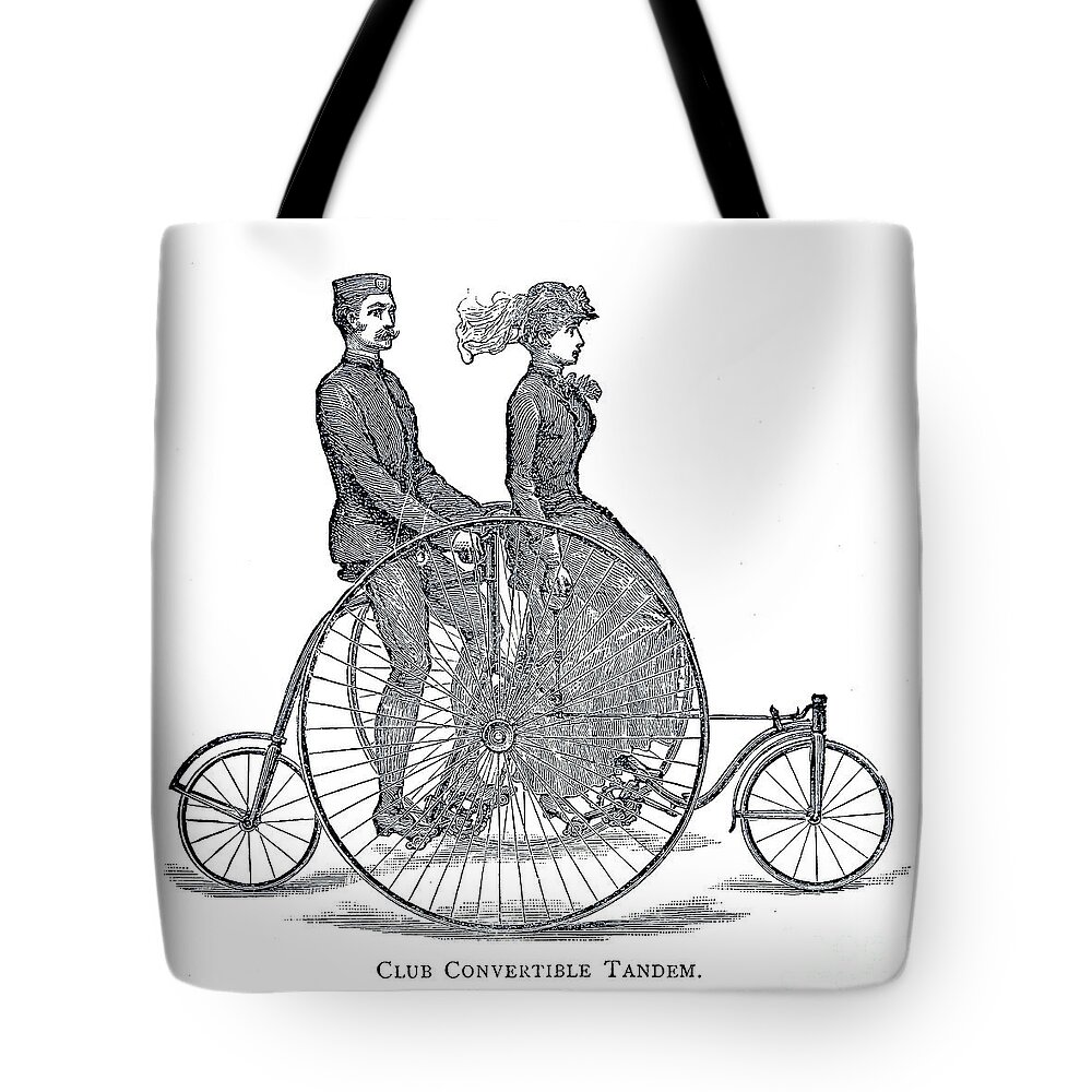 Club Convertible Tote Bag featuring the drawing Club Convertible Tandem b1 by Historic illustrations