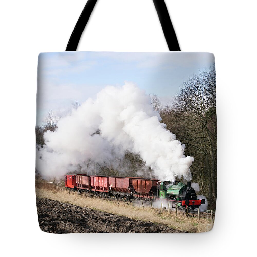 Tanfield Railway Tote Bag featuring the photograph Steam powered coal train Tanfield Railway by Bryan Attewell