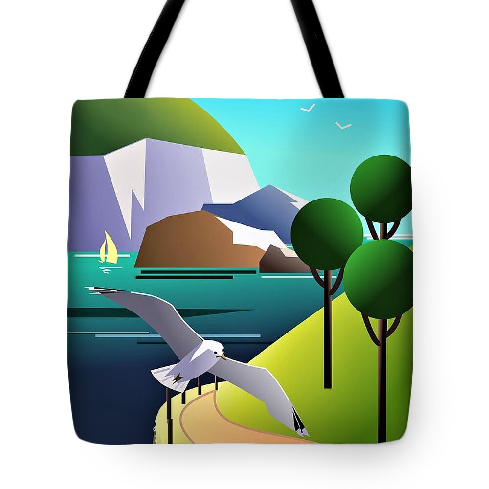 Coast Tote Bag featuring the digital art Coast by Fatline Graphic Art
