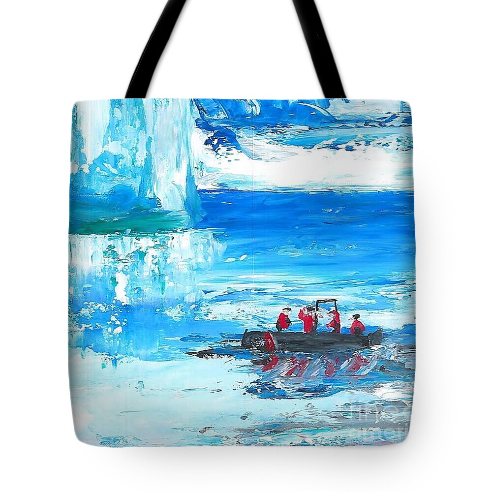 Coast Guard Icebreaker Tote Bag featuring the painting Coast Guard in Antarctica by Expressions By Stephanie