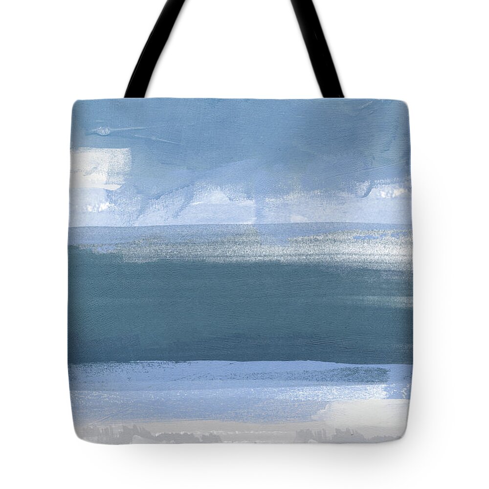 Coastal Tote Bag featuring the painting Coastal- abstract landscape painting by Linda Woods