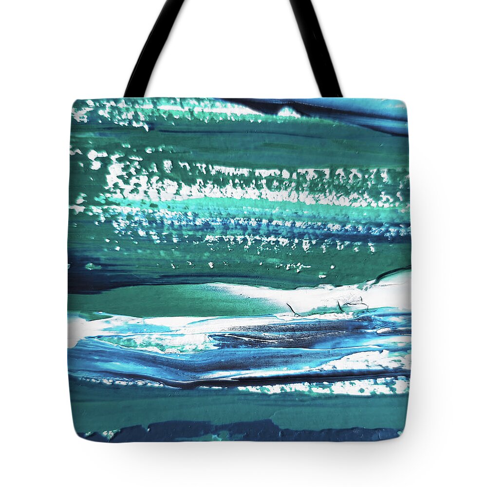 Beach Art Tote Bag featuring the painting Coastal Blues Contemporary Decor Ocean Waves Beach Art I by Irina Sztukowski