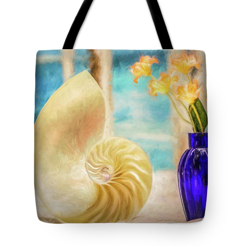Sea Shells Nautilus Tote Bag featuring the photograph Cobalt Blue Oasis by Kevin Lane