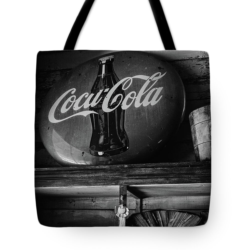 B&w Tote Bag featuring the photograph Coca-Cola by Mike Schaffner