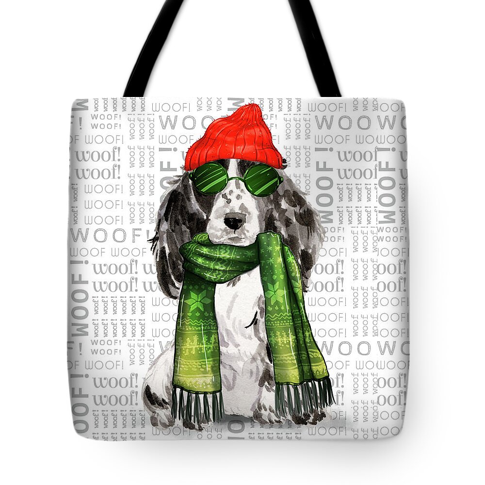 Cocker Spaniel Tote Bag featuring the digital art Cocker Spaniel Christmas Dog by Doreen Erhardt