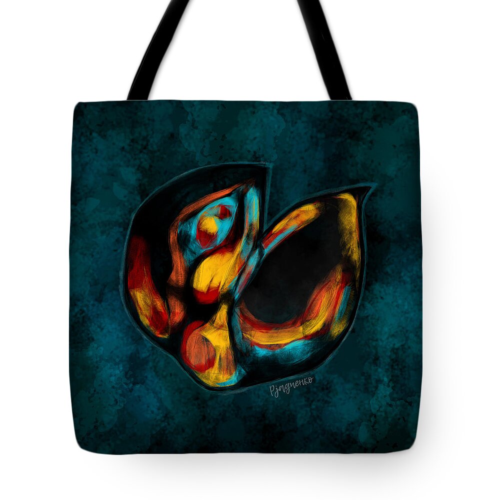 Cocoon Duo Tote Bag featuring the digital art Cocoon duo by Ljev Rjadcenko