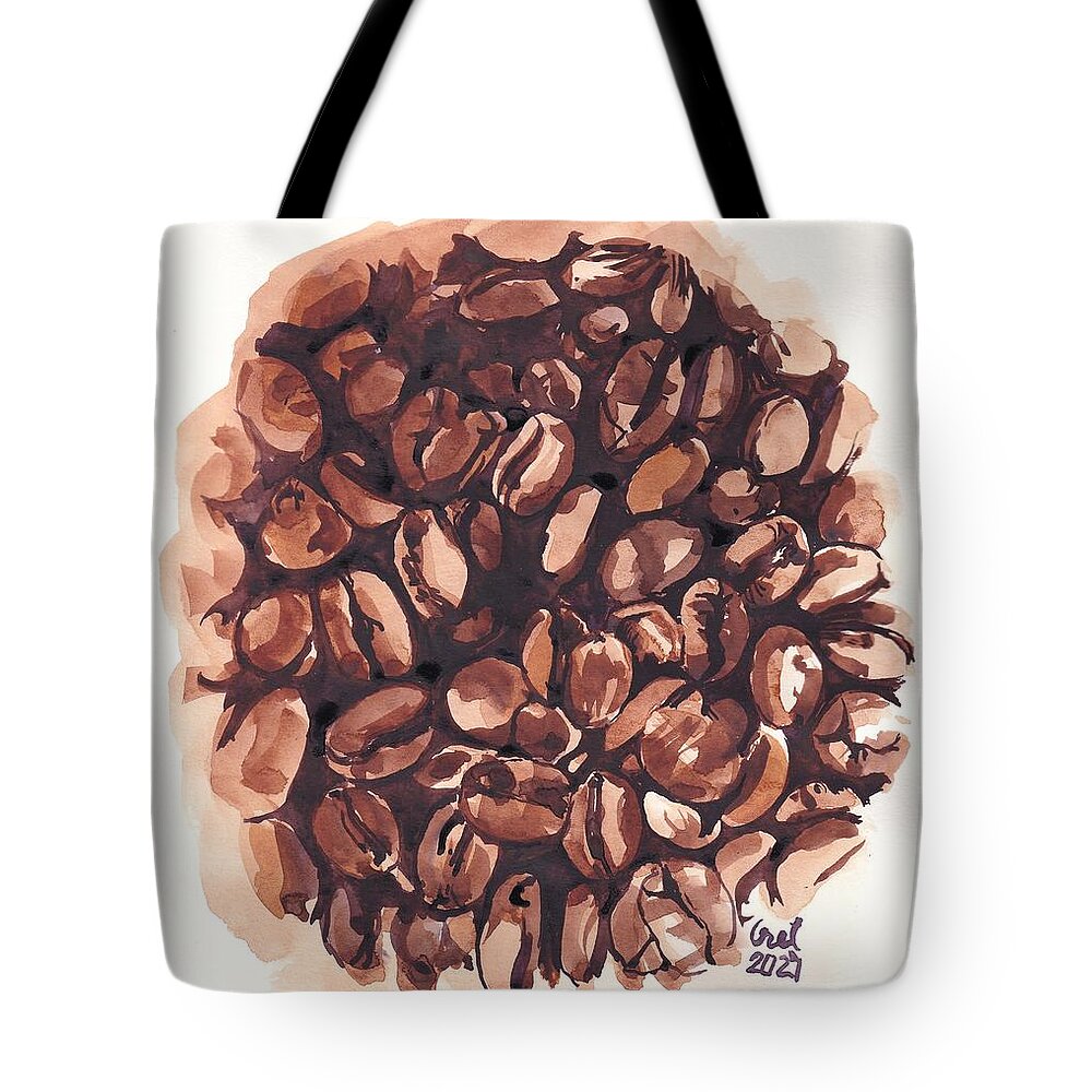 Coffee Tote Bag featuring the painting Cofee Beans by George Cret