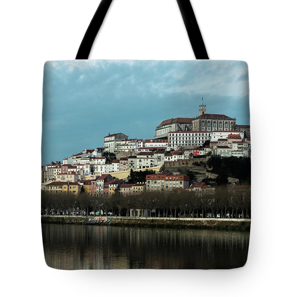 Coimbra Tote Bag featuring the photograph Coimbra city river view by Angelo DeVal