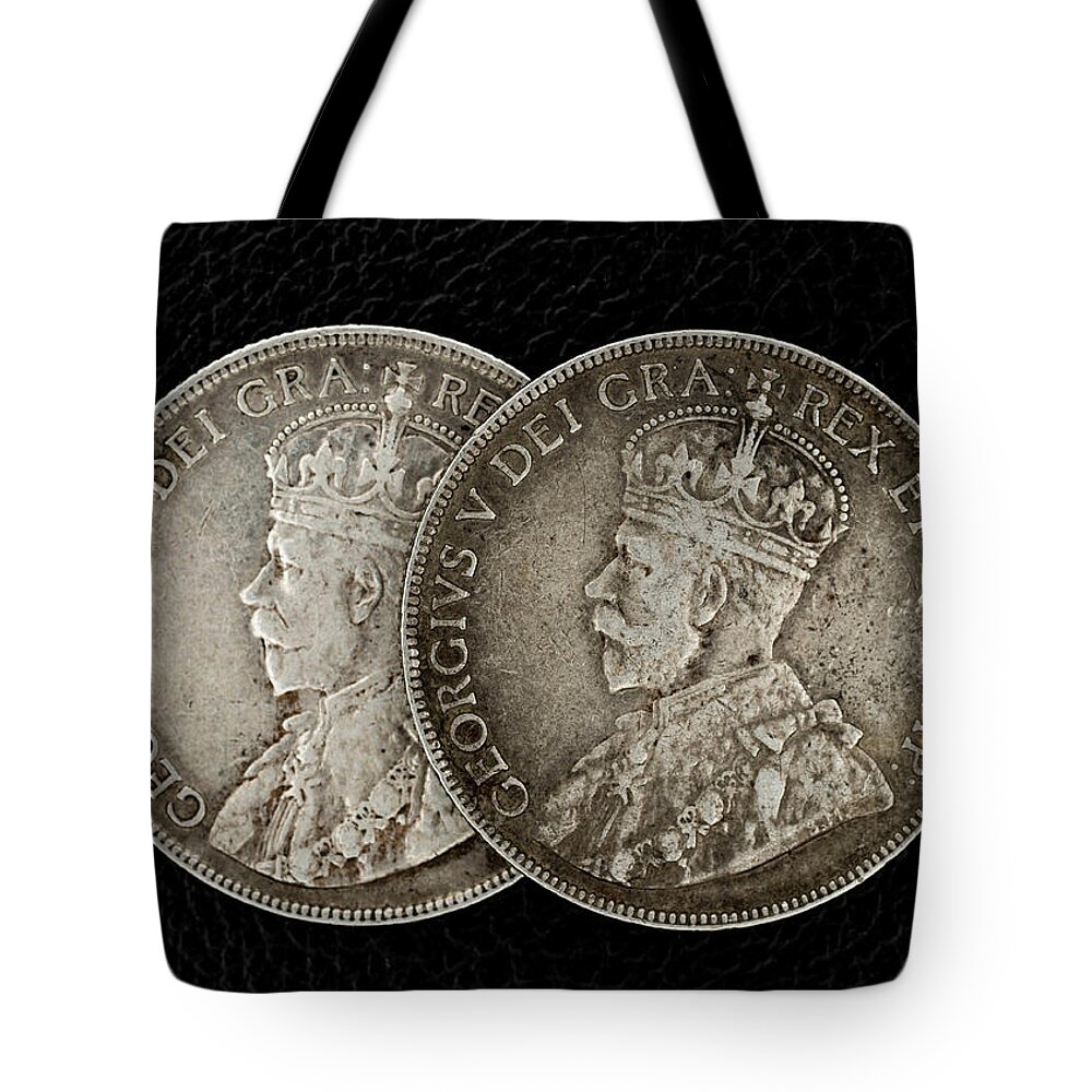 Coin Tote Bag featuring the photograph Coin Collecting - 1917 Canadian/Newfoundland 50 Cent Face by Amelia Pearn