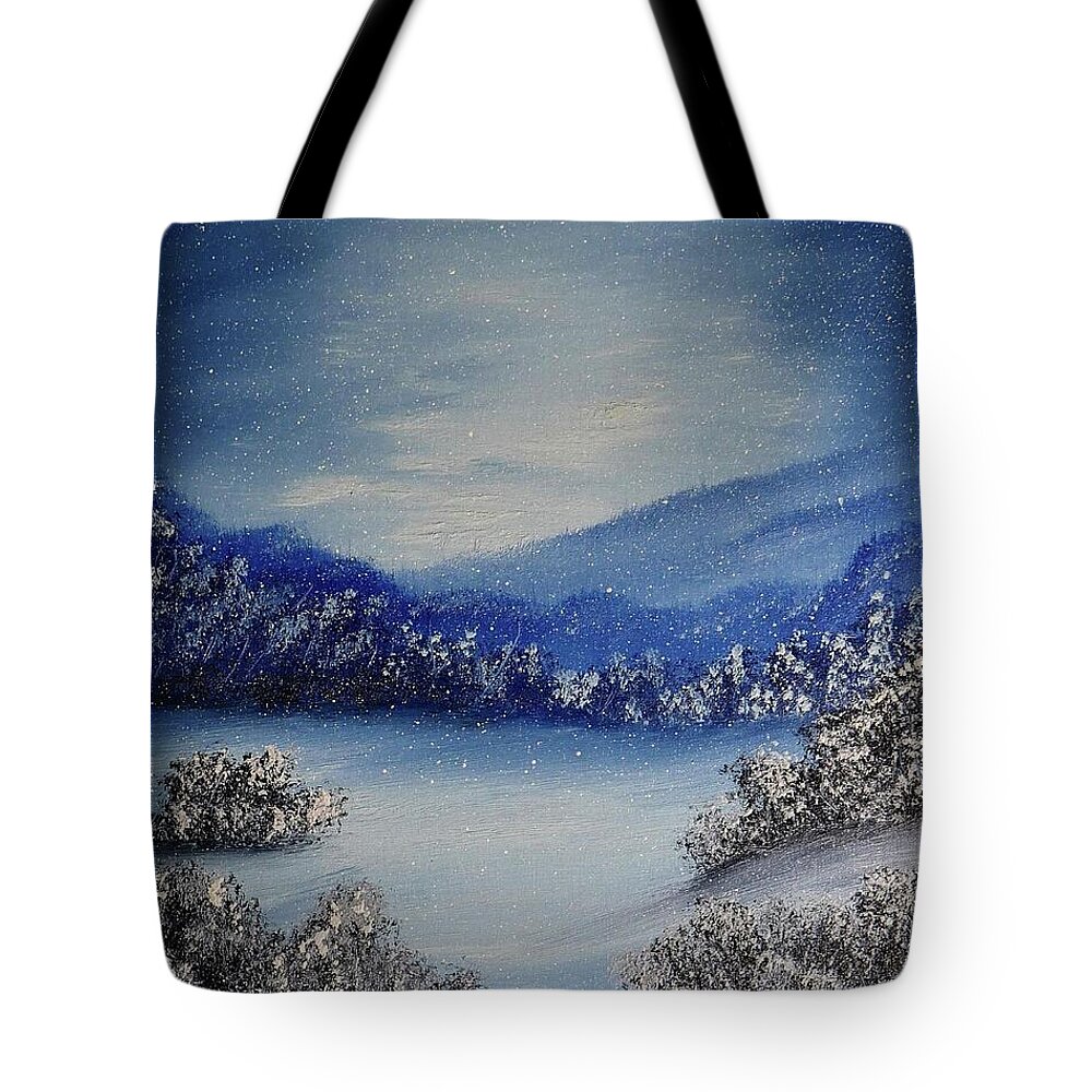  Tote Bag featuring the painting Cold Winter Snow by Jesse Entz