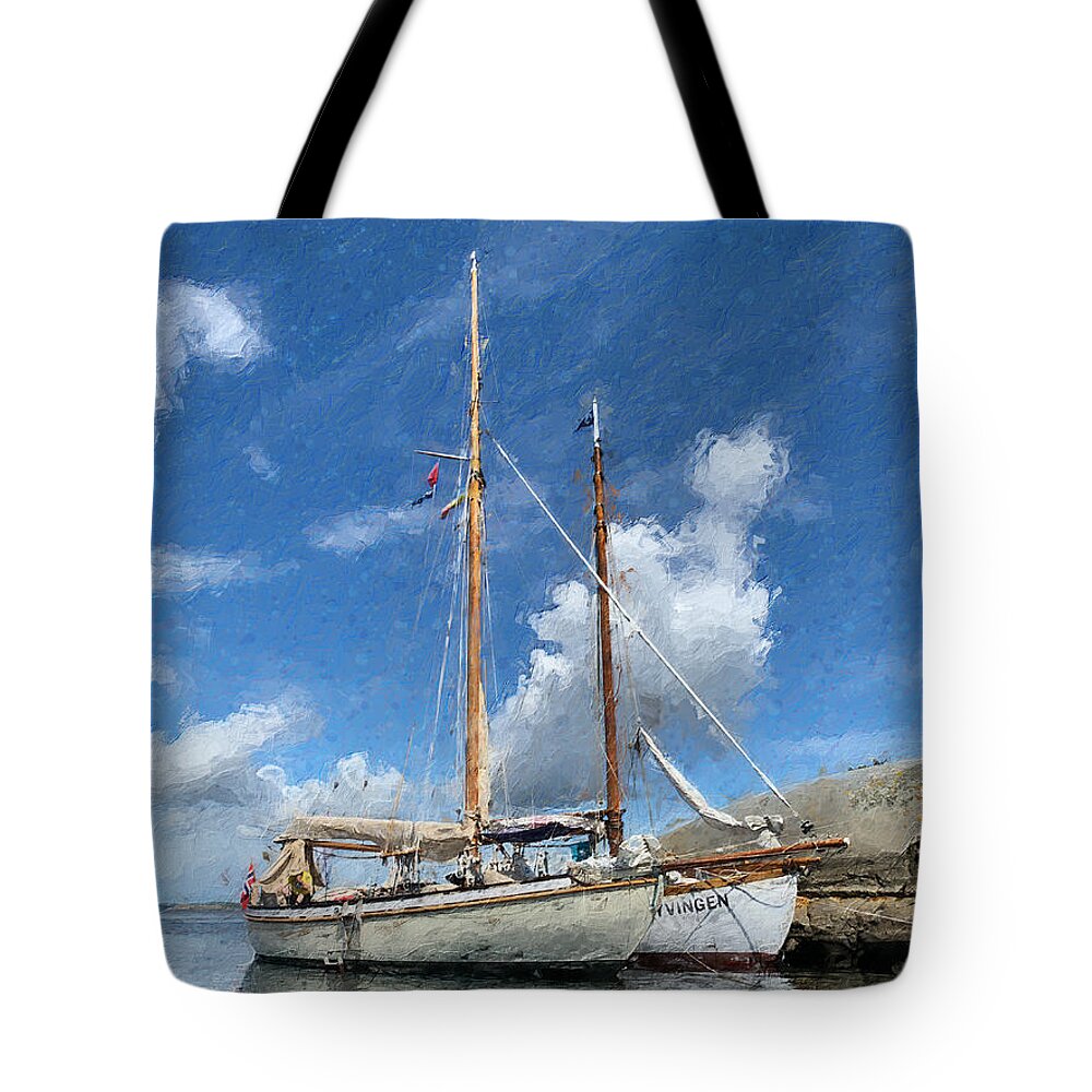 Ship Tote Bag featuring the digital art Colin Archers by Geir Rosset