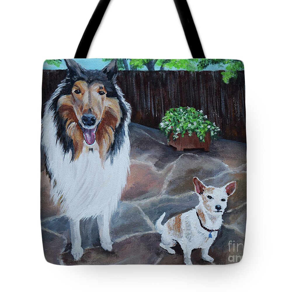 Dog Tote Bag featuring the painting Collie and Jack Russell by Deb Arndt