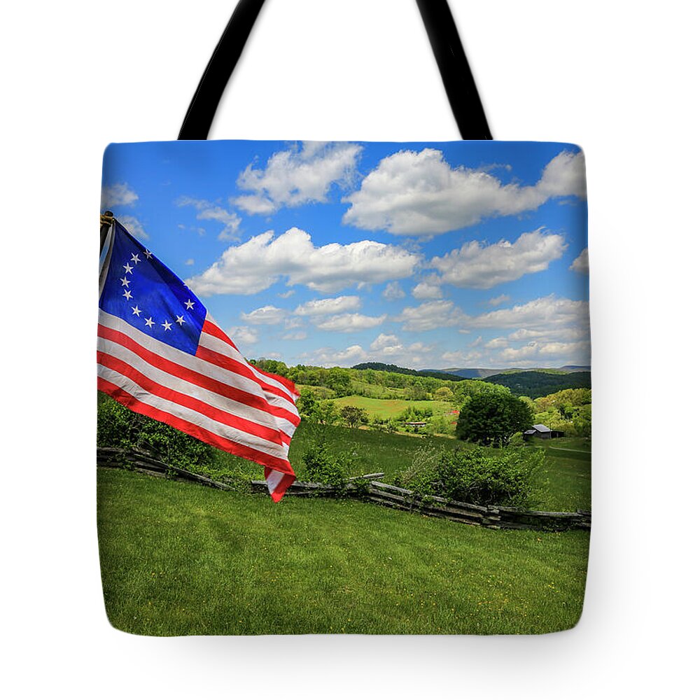 Flag Tote Bag featuring the photograph Colonial Flag by Dale R Carlson
