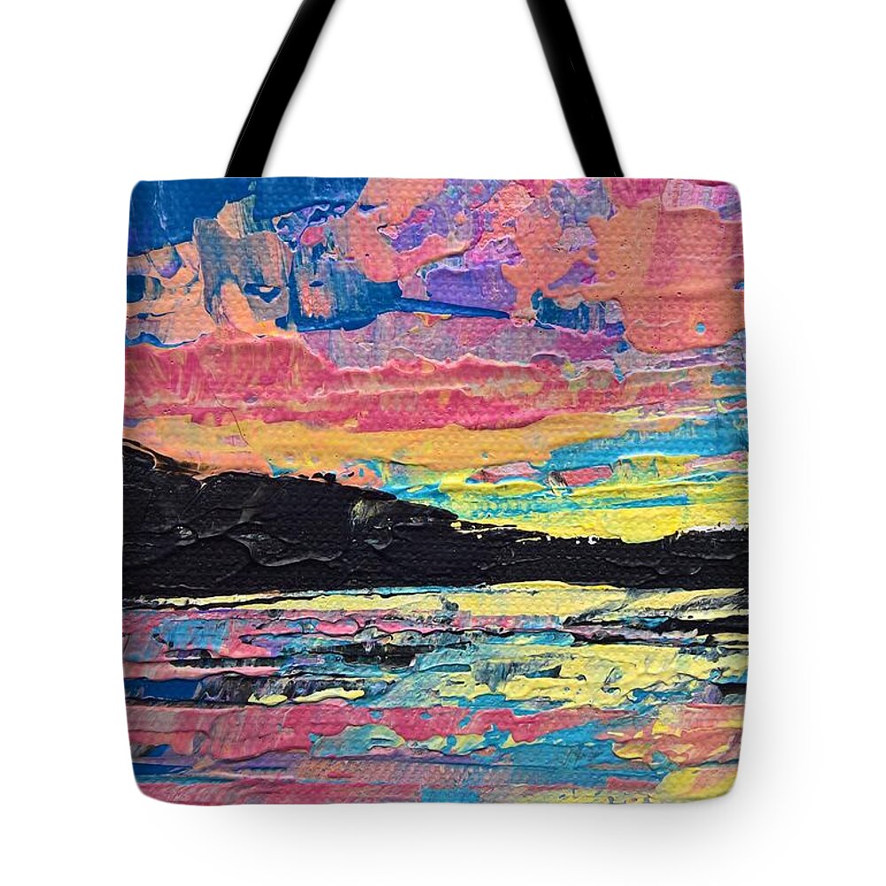 Original Acrylic Painting Tote Bag featuring the painting Color Burst by Lisa Dionne
