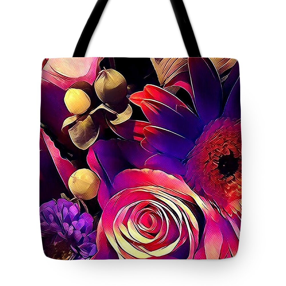 Flowers Tote Bag featuring the digital art Color of Love by Juliette Becker