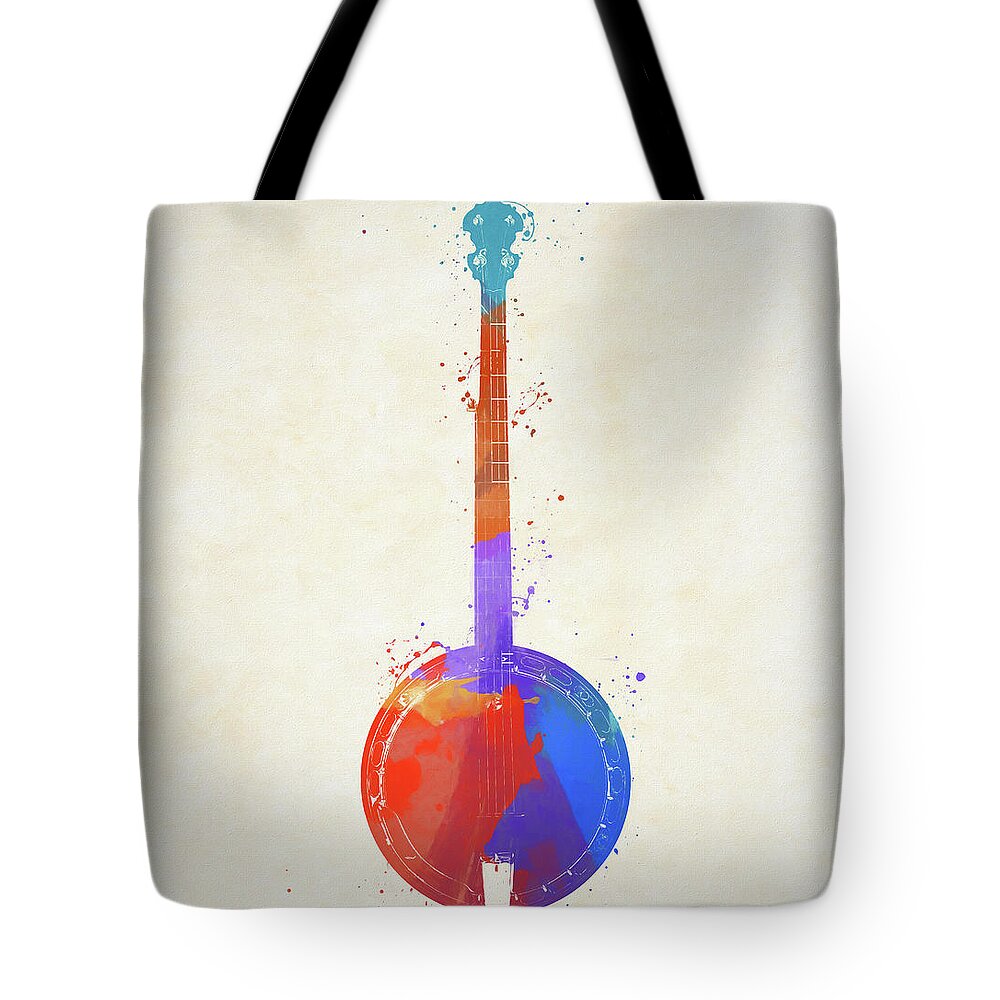 Color Splash Banjo Tote Bag featuring the painting Color Splash Banjo by Dan Sproul