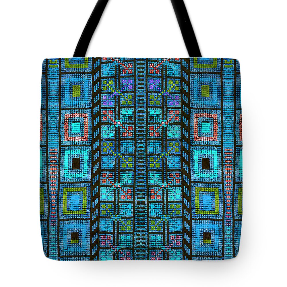 Palestine Tote Bag featuring the photograph Colored Border in Blue by Munir Alawi