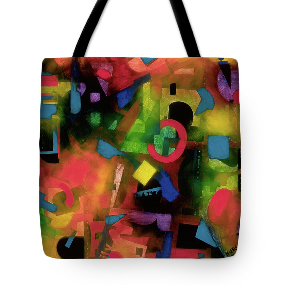 Abstract Tote Bag featuring the painting colorful abstract art - Jazz Time by Sharon Hudson