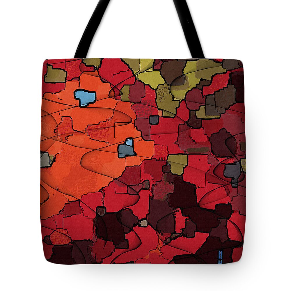 Colorful Tote Bag featuring the digital art Colorful Abstract Camouflage Patchwork with Scribbles by Shelli Fitzpatrick