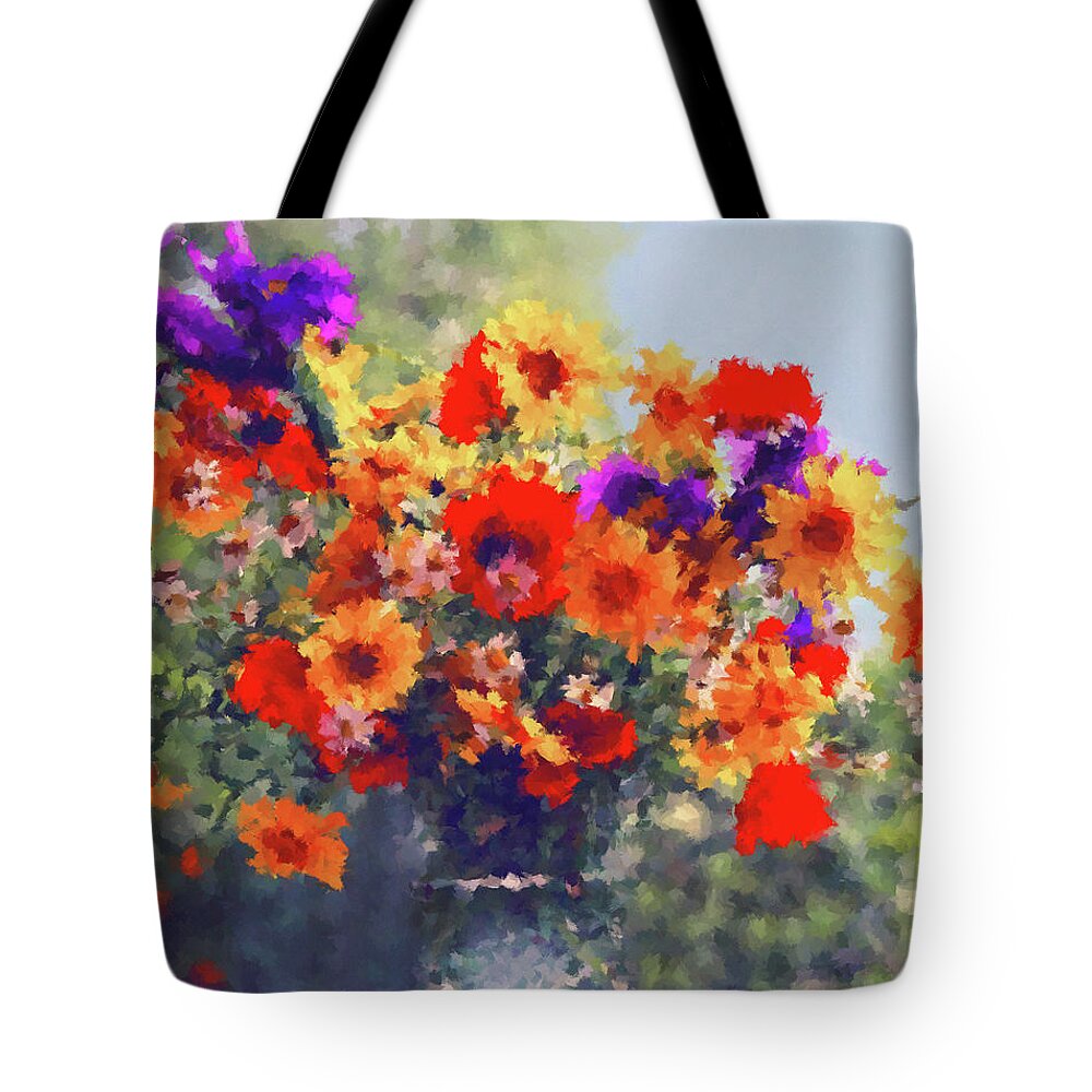 Bouquet Tote Bag featuring the painting Colorful Bouquet by Alex Mir