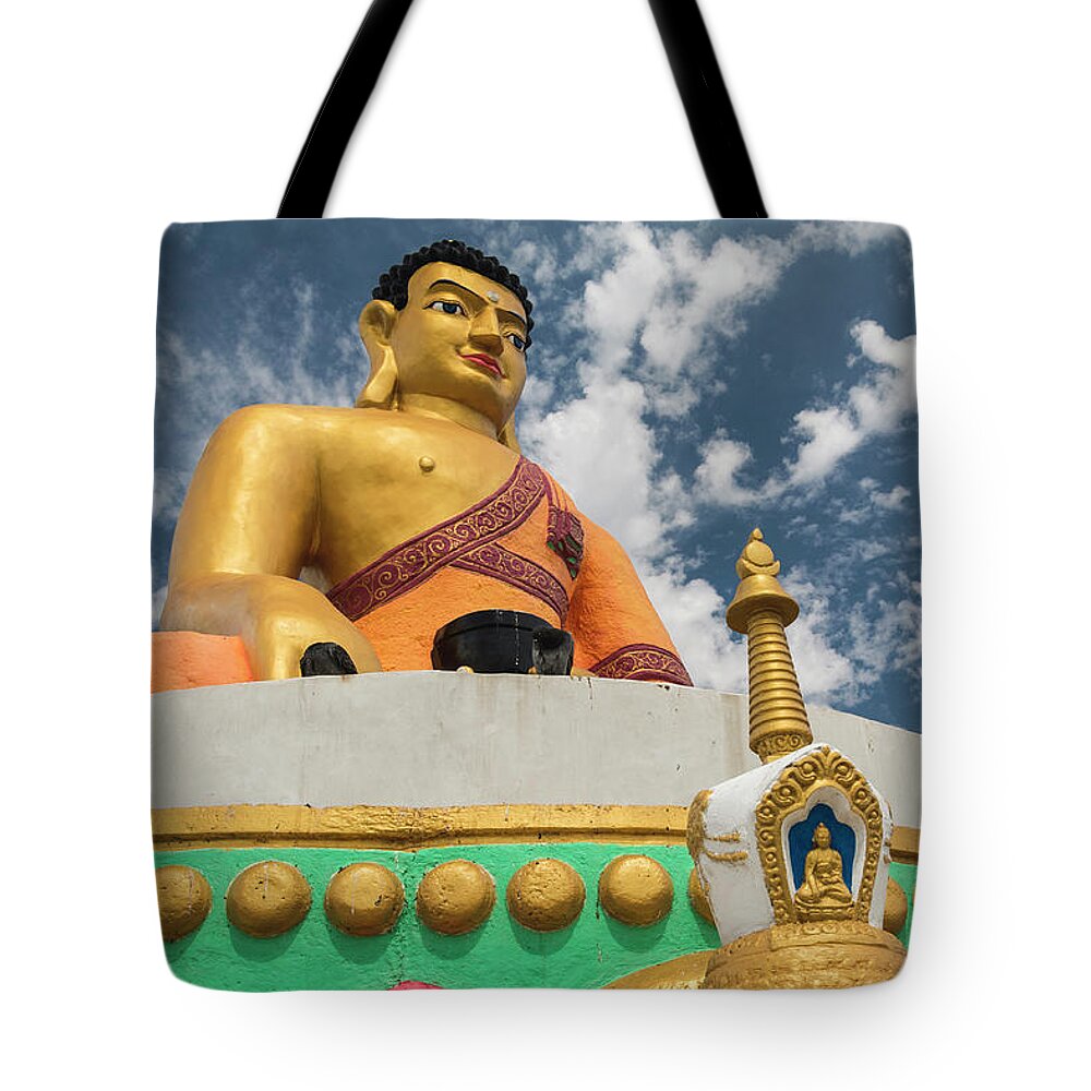 Buddha Tote Bag featuring the photograph Colorful Buddha in Mongolia by Martin Vorel Minimalist Photography