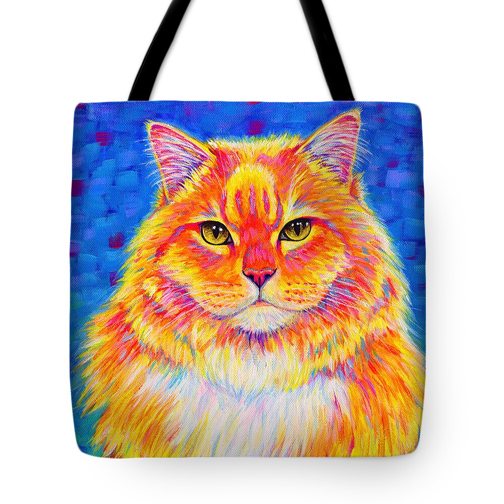 Cat Tote Bag featuring the painting Colorful Buff Orange Tabby Cat - Cheezie by Rebecca Wang
