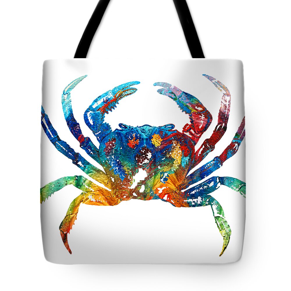 Crab Tote Bag featuring the painting Colorful Crab Art by Sharon Cummings by Sharon Cummings