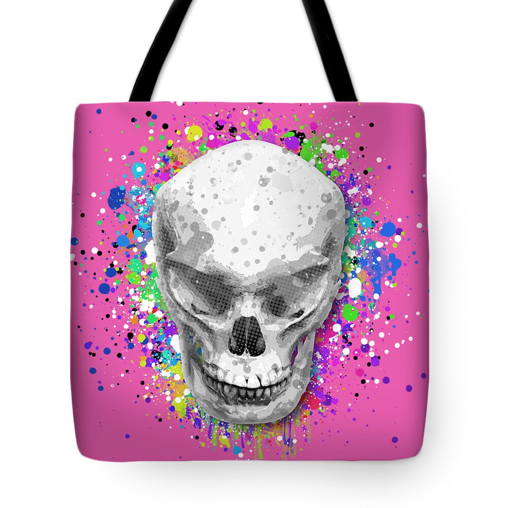 Ghost Tote Bag featuring the mixed media Colorful Evil Skull Wall Art - High Quality by Stefano Senise
