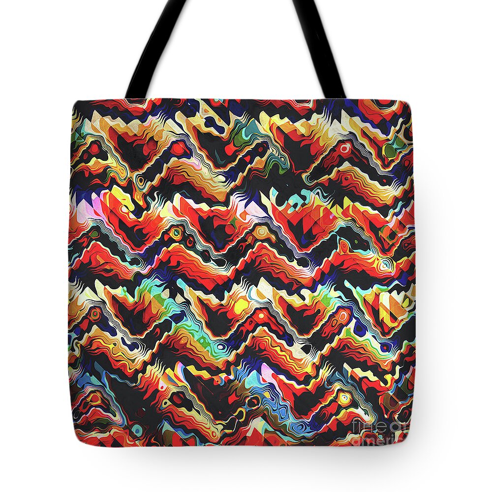 Aztec Tote Bag featuring the digital art Colorful Geometric Motif by Phil Perkins