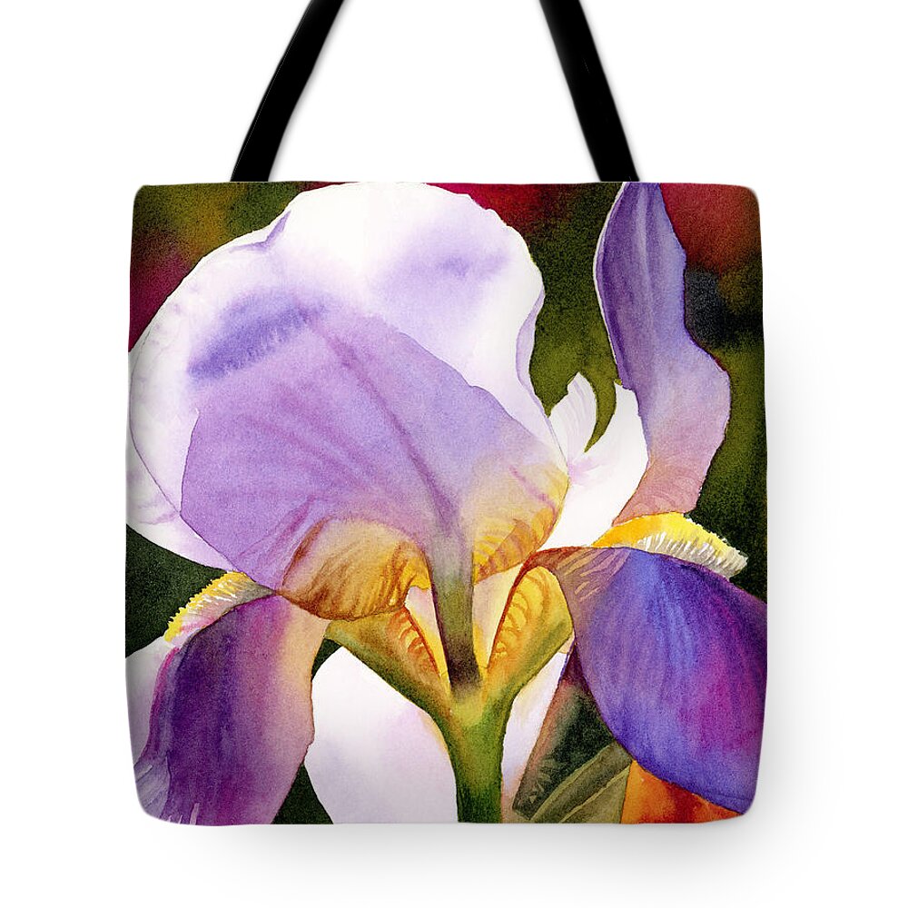 Iris Tote Bag featuring the painting Colorful Iris by Espero Art